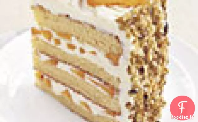 Gâteau au Chocolat Blanc Fourré à l'Abricot et Crème au Beurre au Chocolat Blanc