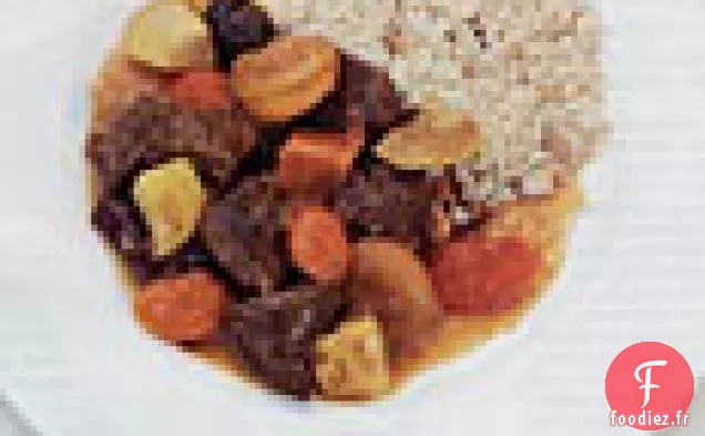 Tajine d'Agneau aux Pruneaux, Abricots et Légumes