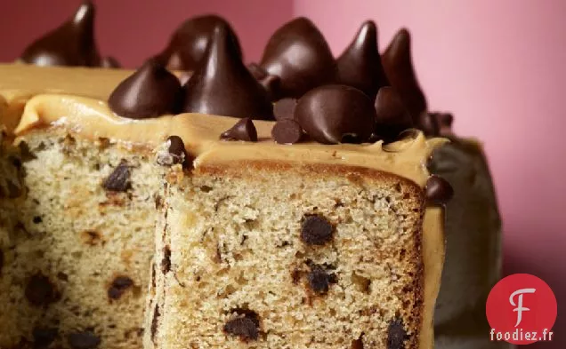 Gâteau Aux Pépites De Banane Et Chocolat Avec Glaçage Au Beurre D'Arachide