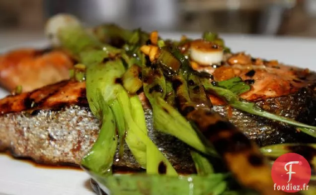 Saumon Grillé Avec Sauce Teriyaki Maison Et Oignons Verts Grillés