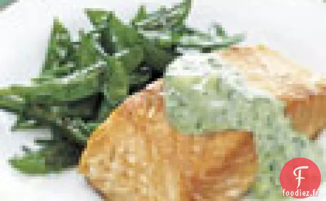 Saumon Rôti à la Crème Sure au Concombre