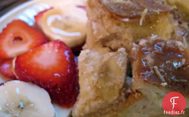 Pain Perdu Cuit au Four Pendant la nuit à la Noix de Coco + Banane