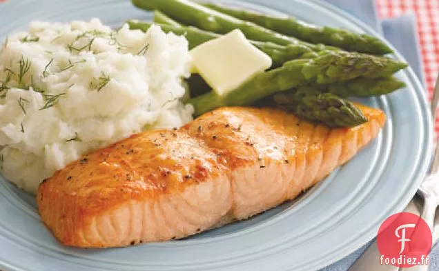 Saumon Rôti avec Purée de Pommes de Terre à l'Aneth