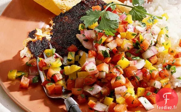 Saumon Poêlé au Chili avec Salsa au Poivron