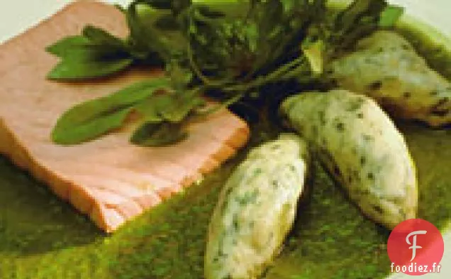 Saumon à la Sauce à l'Oseille et Boulettes de Pommes de Terre
