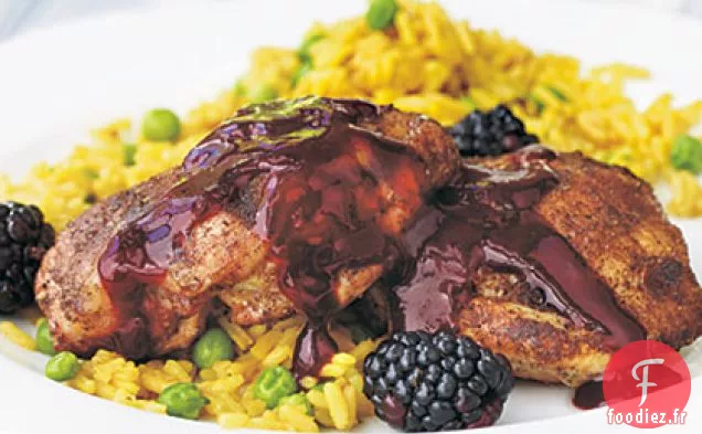 Cuisses de Poulet Grillées aux Cinq Épices avec Glaçage aux Mûres
