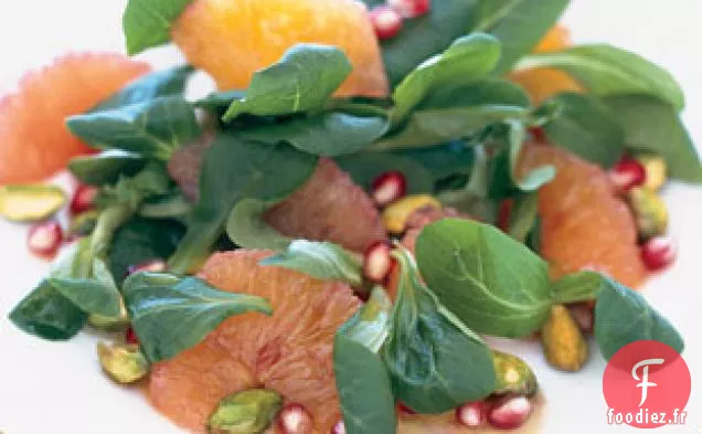 Salade Mâche Aux Oranges Sanguines, Pistaches Et Grenade