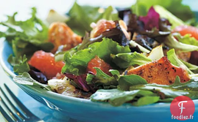 Salade de Saumon Grillé et Pamplemousse avec Vinaigrette à l'Orange Sanguine