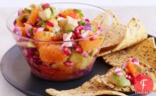 Salsa À L'Orange Sanguine Et À L'Avocat Aux Graines De Grenade