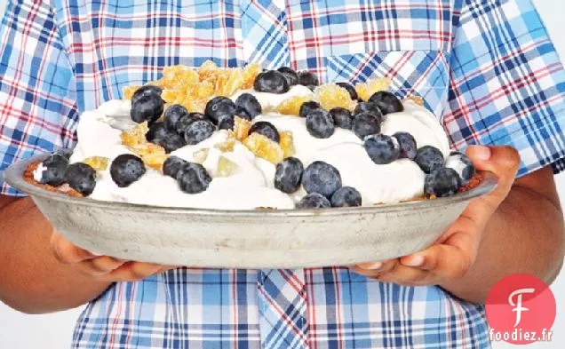 Tarte à la Crème Glacée aux pêches et aux myrtilles