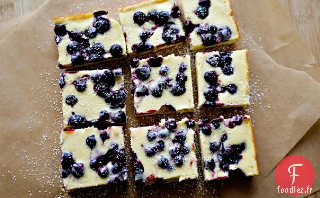 Barres de Gâteau au Fromage aux Myrtilles