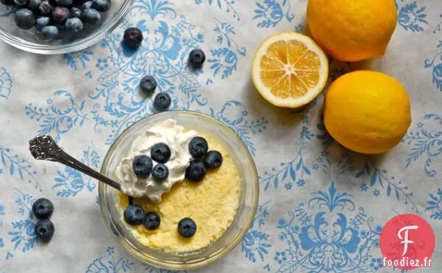 Nuages De Citron Meyer Avec Crème Fouettée Au Citron Et Myrtilles Fraîches