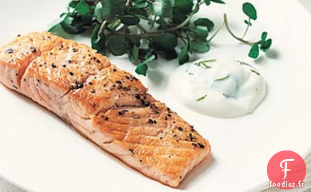 Saumon Poêlé À L'Aïoli Au Citron Vert Et Cresson