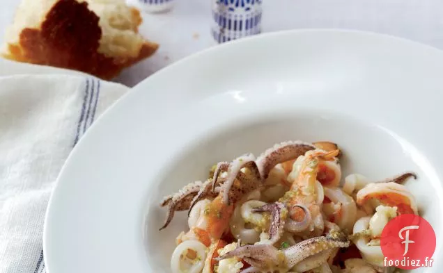 Salade de Fruits de Mer Tiède aux Pistaches et Câpres