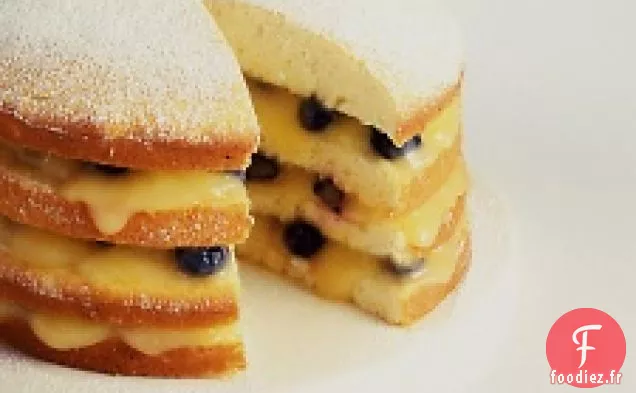Gâteau Au Citron Avec Du Caillé Et Des Myrtilles