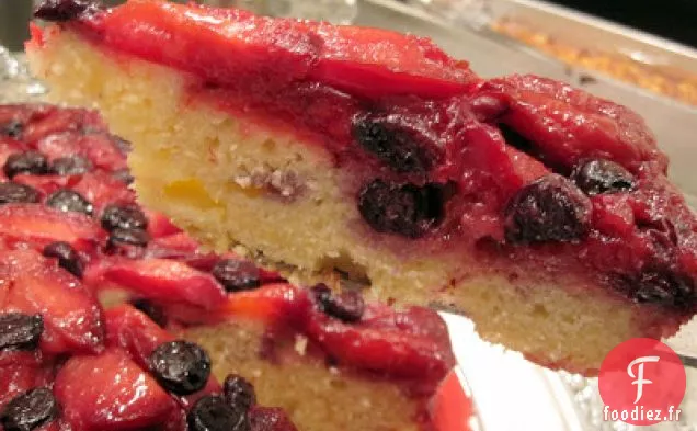 Gâteau à l'envers aux Prunes et aux Myrtilles