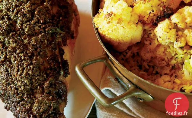 Gigot d'Agneau en Croûte Vert Olive et Citron
