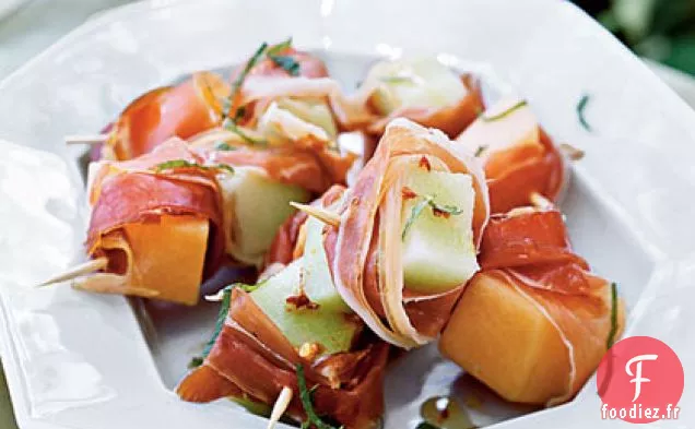 Bouchées de Prosciutto-Melon avec Filet de Citron Vert