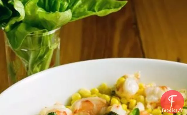 Crevettes Au Maïs Et Au Basilic