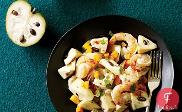 Cherimoya aux Crevettes au Citron Vert du Chili