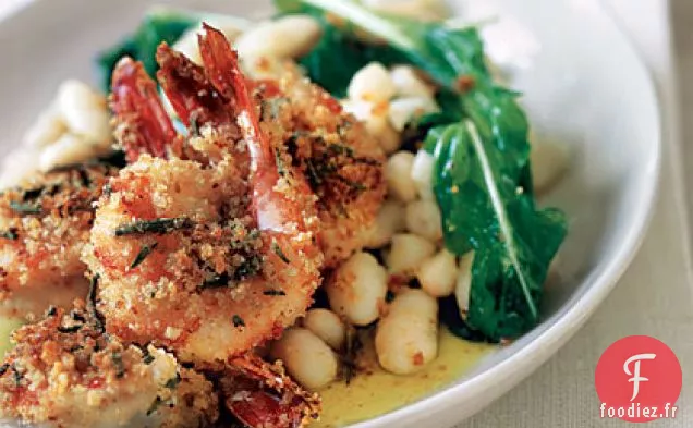 Crevettes Panées Croustillantes aux Haricots à l'Ail