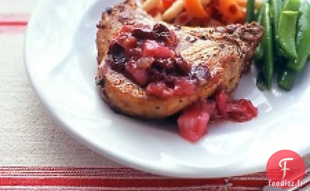 Côtelettes De Porc À La Sauce Rhubarbe-cerise