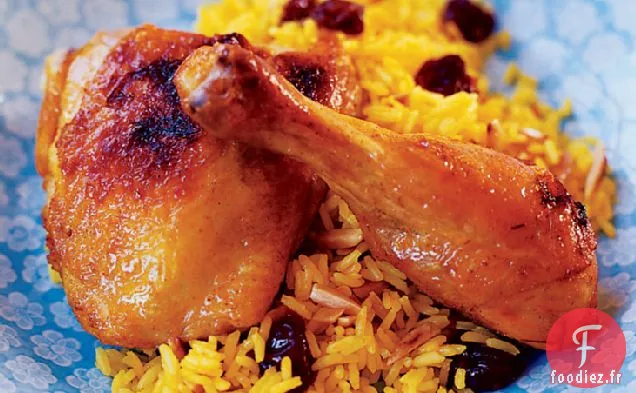 Poulet Rôti Persan avec Riz Séché aux Cerises et au Safran