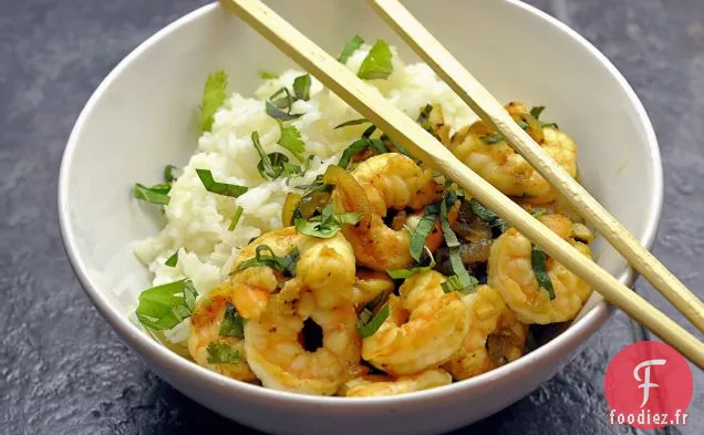 Crevettes Au Basilic Frais, Style Thaï