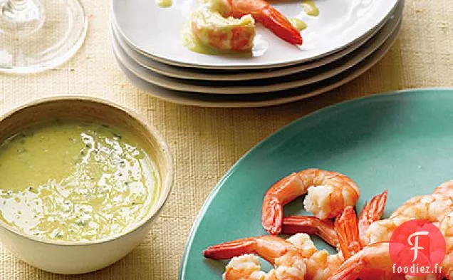 Crevettes Pochées à la Sauce au Citron et au Gingembre Meyer