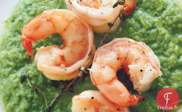 Crevettes Pochées à l'Huile d'Olive et Pistou d'Hiver