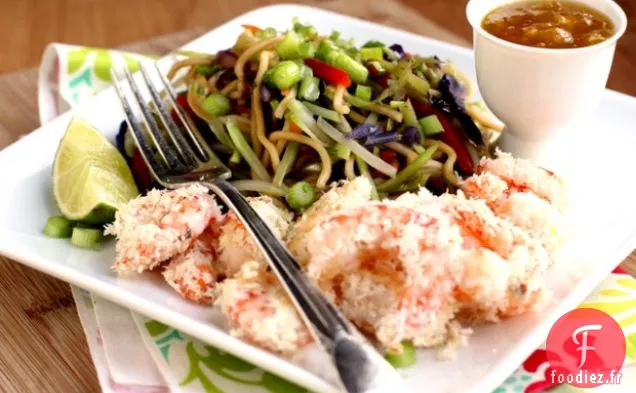 Trempette au Jalapeno aux Crevettes Macadamia à la Noix de Coco et à la Mangue