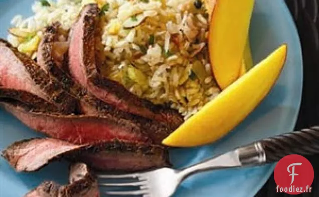 Steak De Flanc Des Caraïbes Avec Riz À La Noix De Coco
