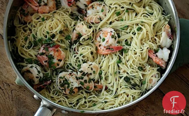 Cheveux D'Ange Aux Crevettes Avec Vinaigrette Aux Trois Herbes