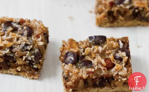 Barres Magiques Dulce de Leche, Noix de Coco et Pépites de Chocolat