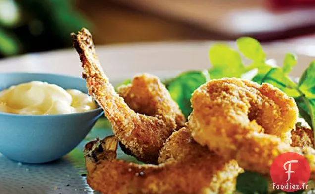 Crevettes croustillantes à la Roquette et Mayo Citronnée