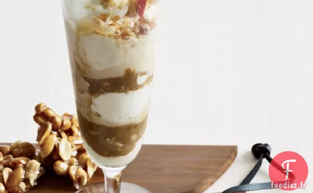 Sundaes au Café Vietnamien avec Cacahuète Écrasée Cassante