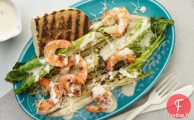Salade César Grillée aux Crevettes