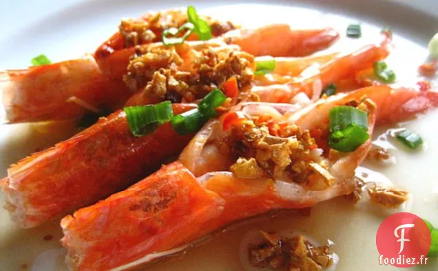 Crevettes Cuites À La Vapeur À L'Huile D'Ail