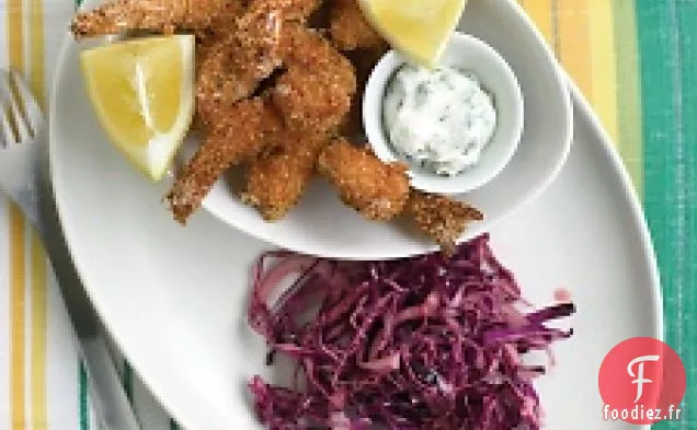 Crevettes Croustillantes Sauce Tartare Et Salade De Chou Rouge