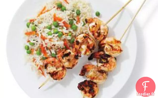 Crevettes Tandoori Au Riz Et Aux Petits Pois