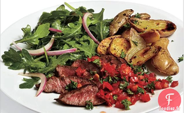 Steaks Frottés au Chili et à l'Espresso avec Sauce Tomate Chaude