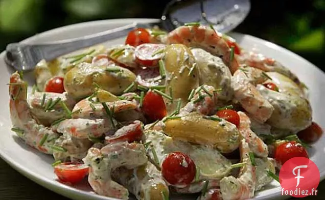 Salade De Pommes De Terre Et Crevettes Avec Vinaigrette Déesse Verte