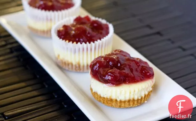 Mini Gâteaux Au Fromage À La Gousse De Vanille Avec Garniture Aux Canneberges Des Fêtes
