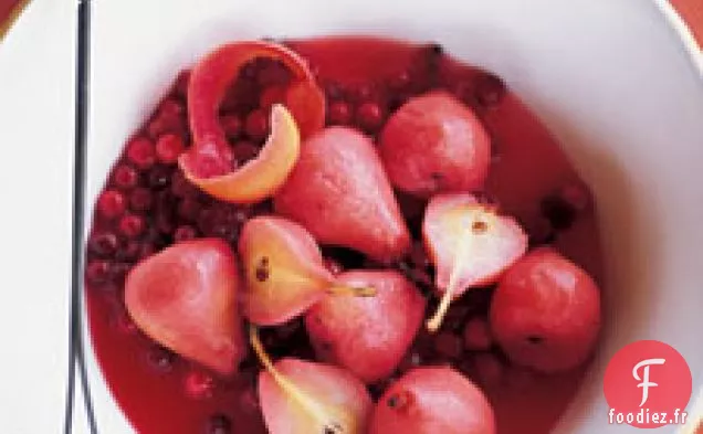 Poires pochées aux canneberges
