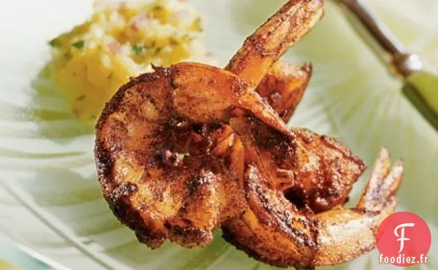 Crevettes aux épices des Caraïbes avec Salsa à l'ananas