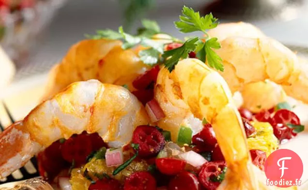 Crevettes Sautées à la Salsa aux Canneberges et aux Agrumes