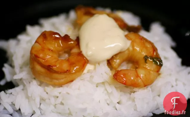Crevettes Au Saké De Soja Avec Aïoli Au Gingembre