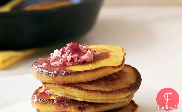 Crêpes à la semoule de Maïs au Beurre d'Érable et de Canneberge
