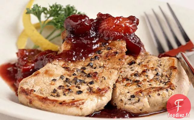 Médaillons de Porc au Poivre et Sauce aux Canneberges