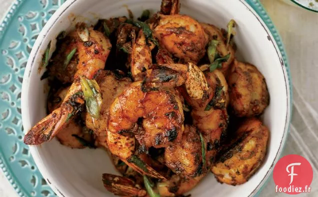 Crevettes Pelées et mangées avec des épices Barbecue